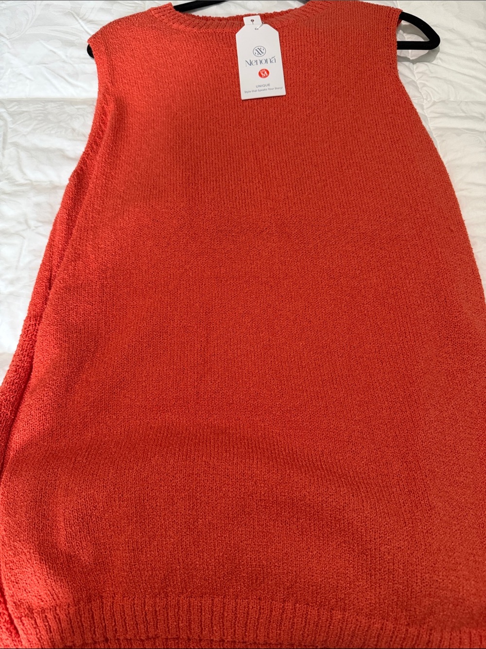 Knit 2 Piece Long Top with Shorts in Coral Orange